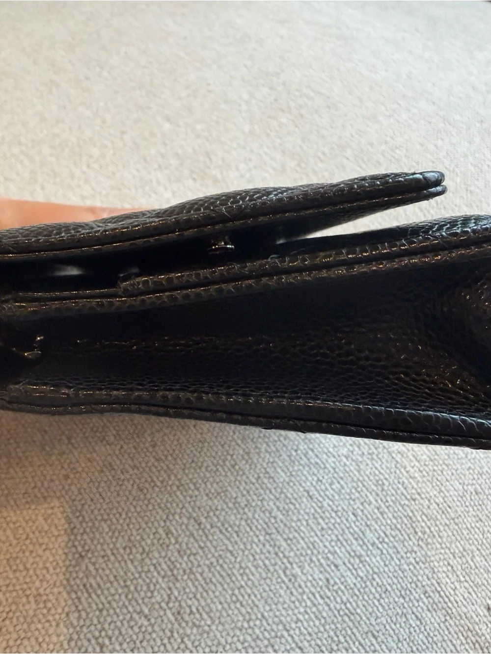 CHANEL WOC Black Quilted Caviar Crossbody with Silver Chain